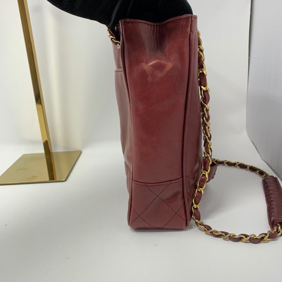 Authentic Chanel Shoulder Bag Bordeaux Lamb Skin - Picture 4 of 16